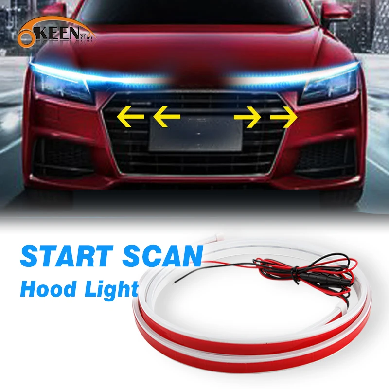 KEEN Flexible Scanning Car Hood Light Strip DRL Led Dynamic Daytime Running Lamp with Start Scan Modified Decorative Head Light