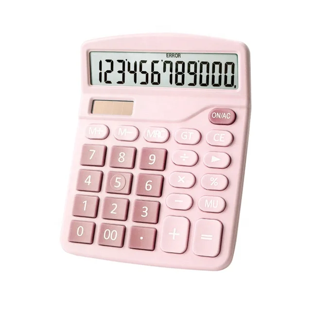 Desktop Calculator Standard Function Calculator with 12-Digit Large LCD Display Solar Battery Dual Power for Home Basic Office