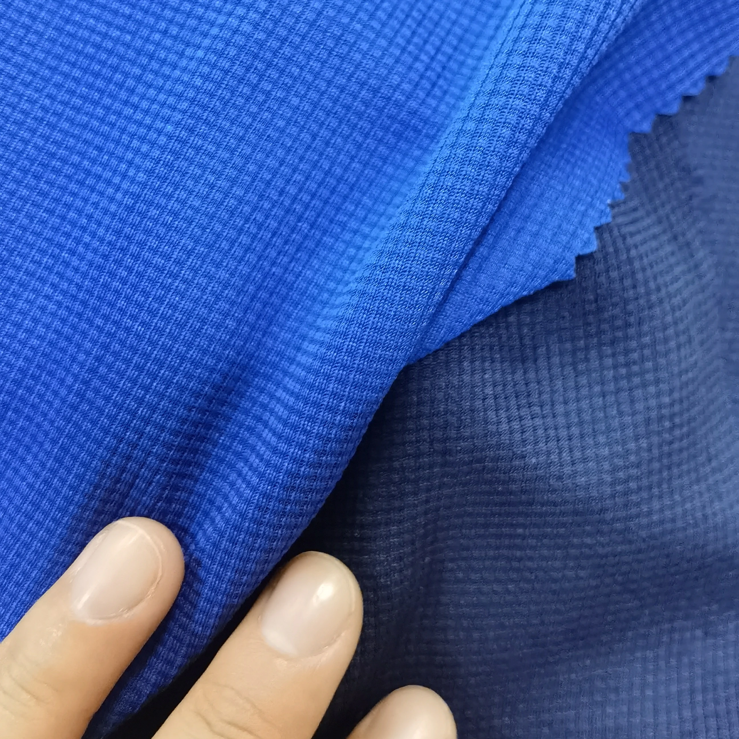 BEIYING Popular Polyester Recycled polyester small check  grid waffle fabric for sport-wear and polo shirt fabric