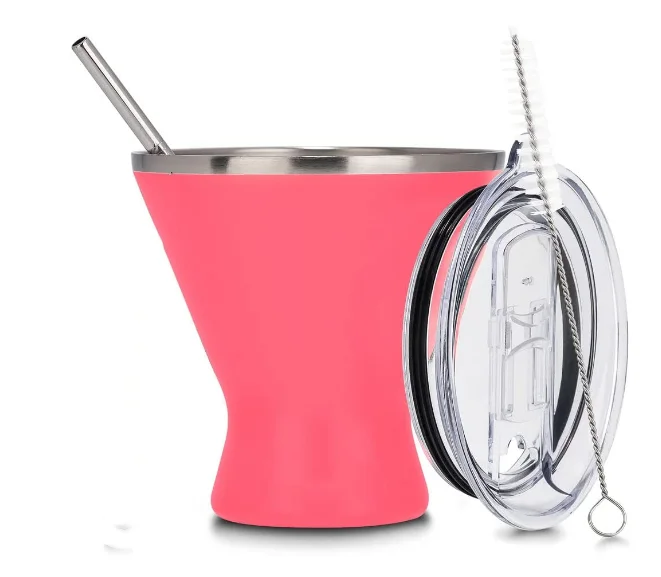 10 oz Martini Glasses Stainless Steel Margarita Glass Vacuum Insulated Cocktail Tumbler Margarita Cooling Cups with Lid for Hot