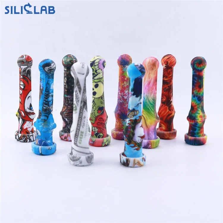 New Printed Bubbler Smoking Pipes Titanium nail Dabs Rigs Stock In Siliclab Smokeshop