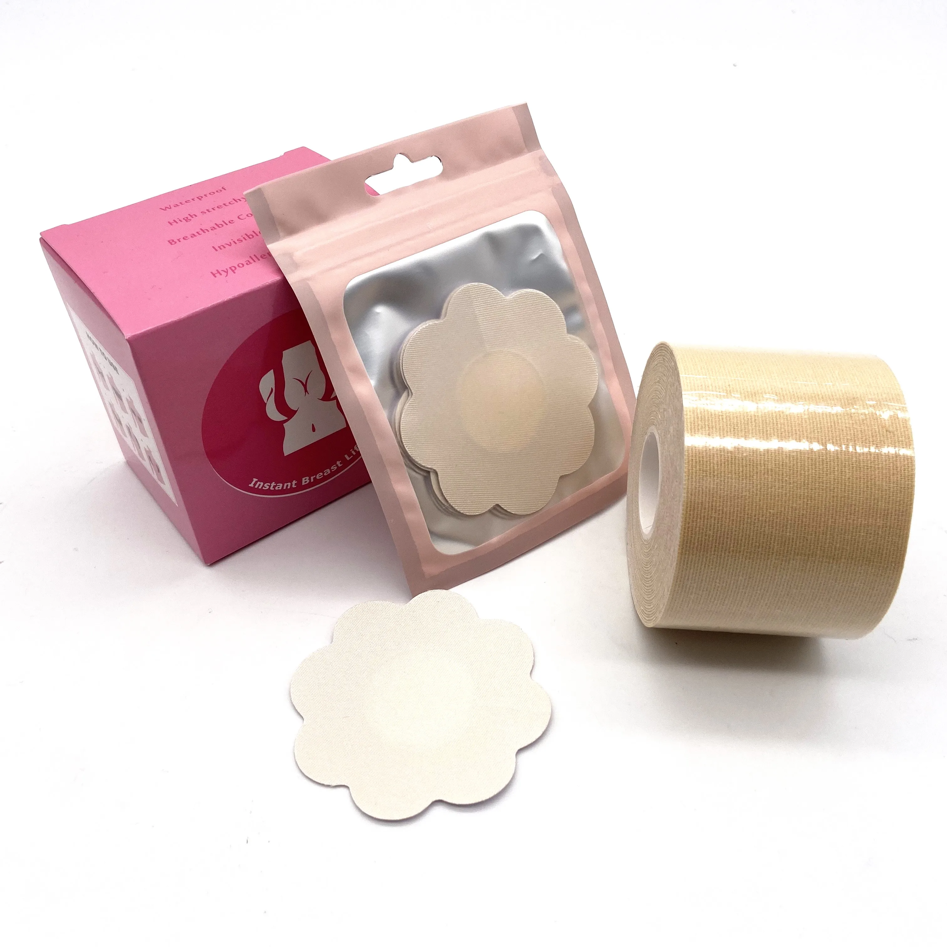 Latex Free Painless Tan Friendly Waterproof Boob Tape Invisible Instant Uplift  Breast Tape With Custom Pasties As A Set