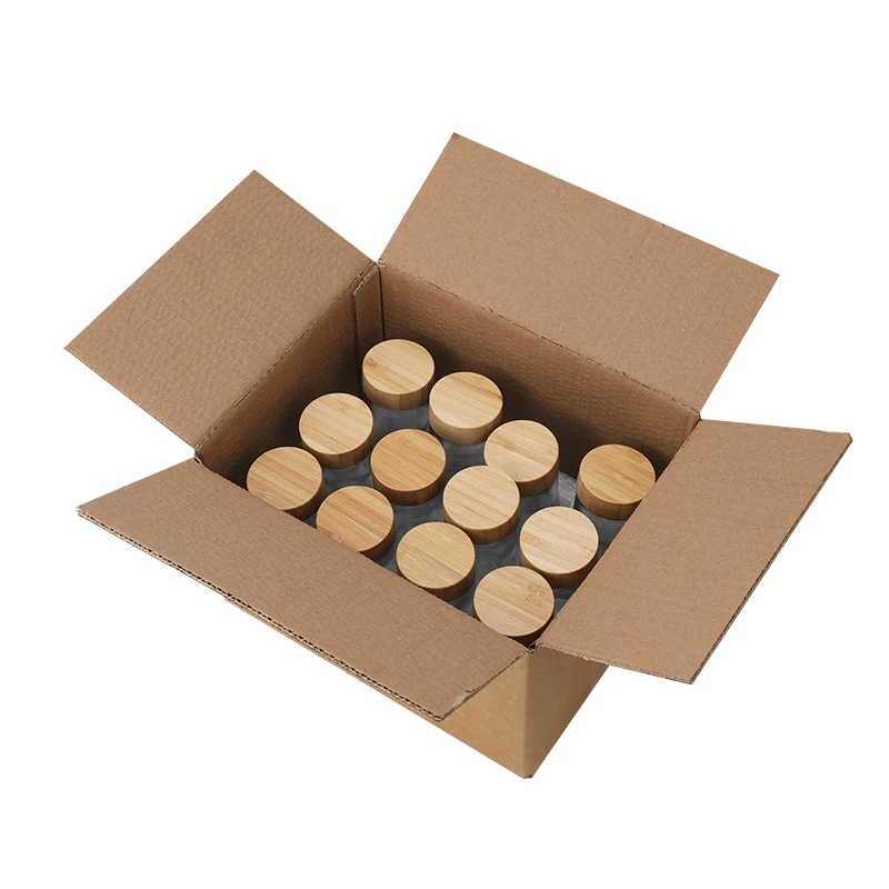 Round Shape 90ml 120ml 4OZ Glass Spice Jar Pepper Seasoning Glass Bottle With Bamboo And Wooden Lid