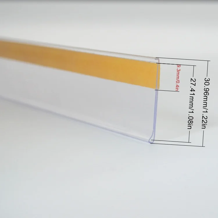 Mul-color PVC supermarket or store shelf label holder plastic strip clip with adhesive back