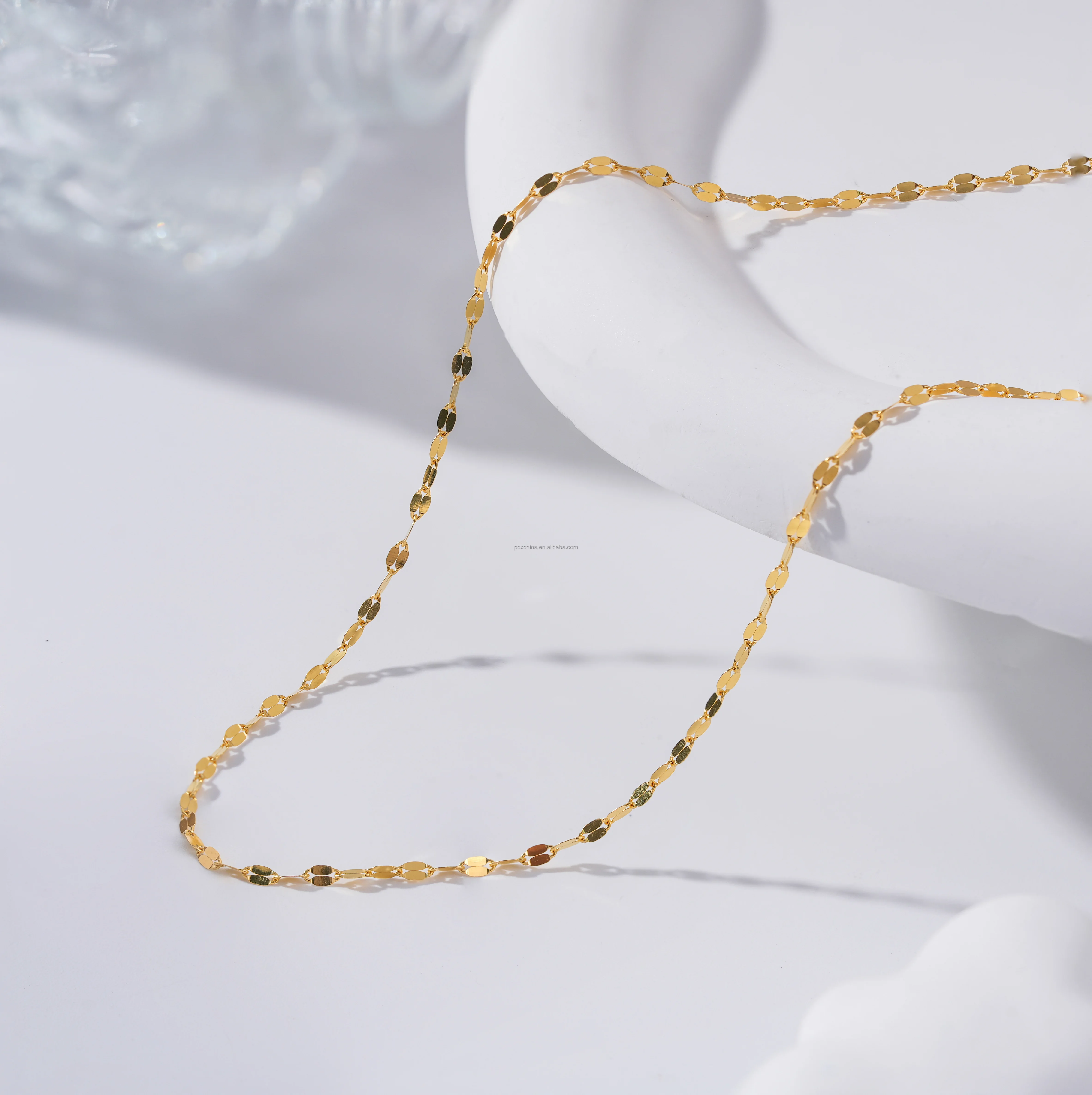 PCX Jewelry Lip Chain Customized Fine Jewelry Wholesale Solid AU750 18K gold chain Pure Yellow Custom Logo 18k gold Necklaces