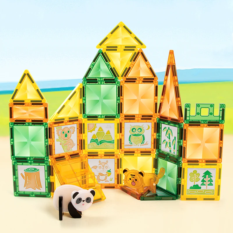 Custom DIY Magnetic Tiles With Color Glue Gel Educational Graffiti Painting Magnetic Building Blocks For Kids