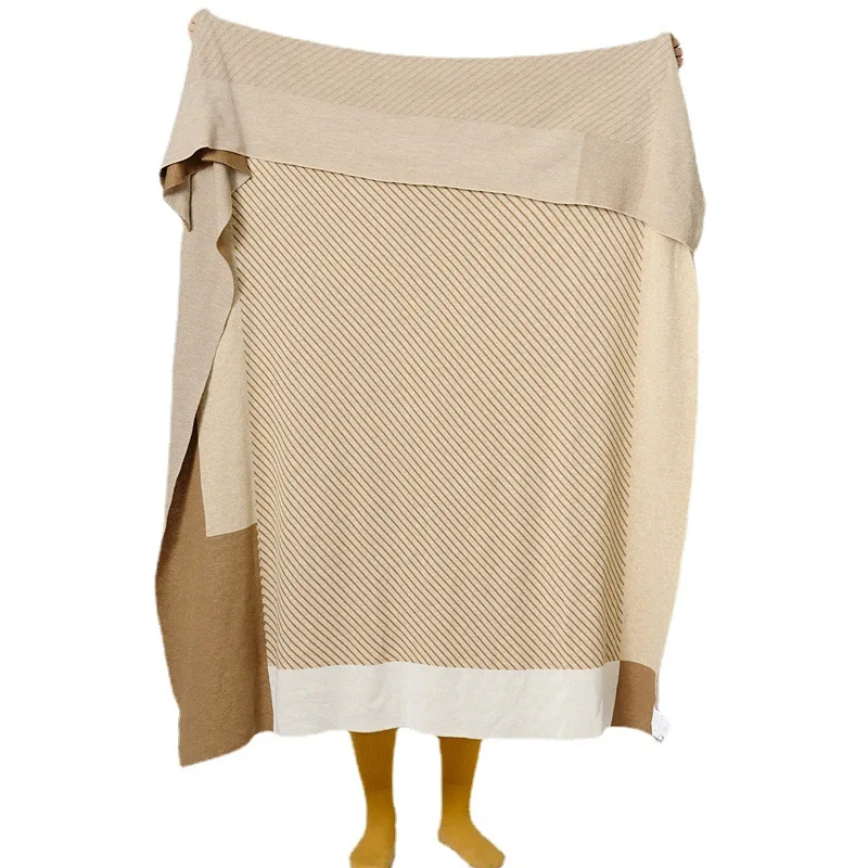 Luxury jacquard cashmere blanket custom logo knitted woven wool cashmere throw blanket sofa blanket