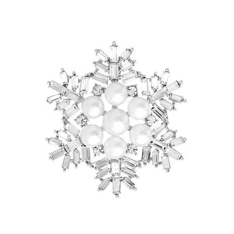 Christmas Present Luxury Corsage Alloy With Glass And Pearl Brooch Pin