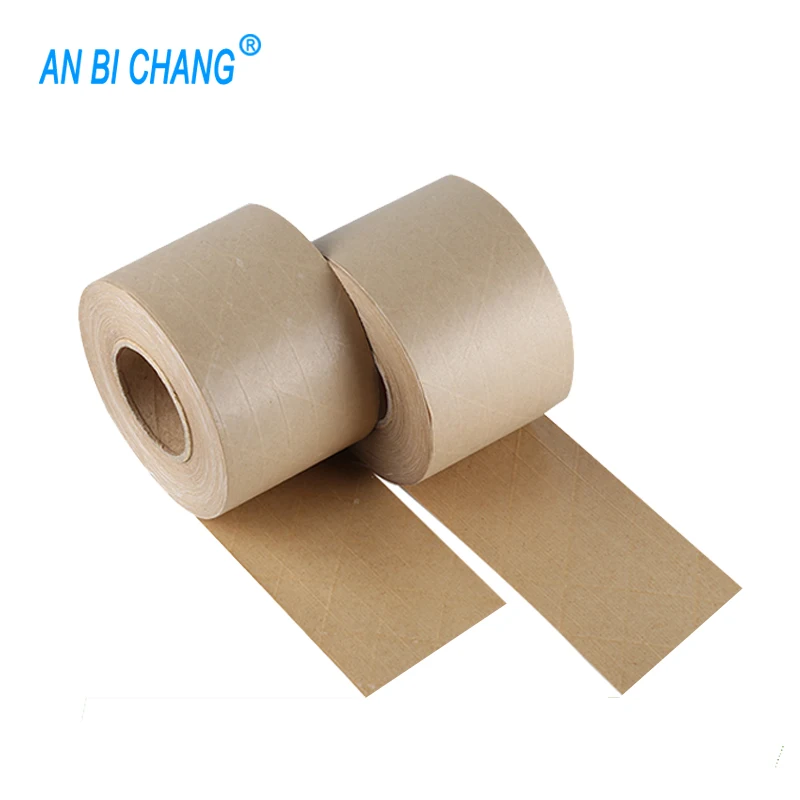 Fiber Reinforced Custom Printed Gummed Kraft Paper Packing Tape 3 Inches X 375 Feet