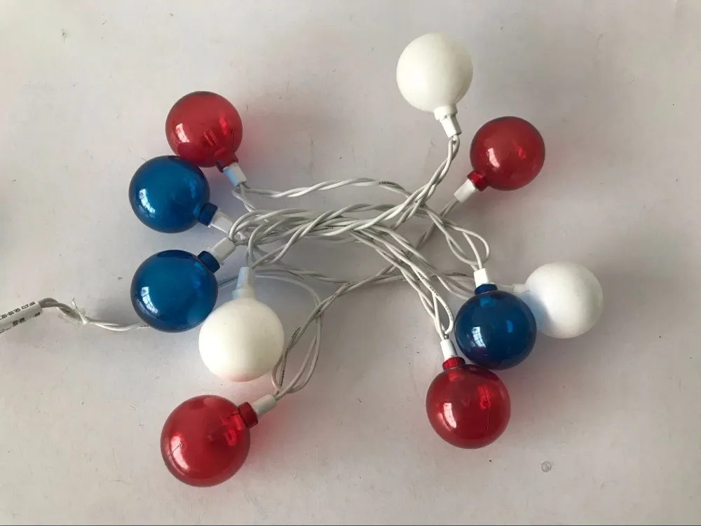 UL Approved  American Independence Day Outdoor Decorative Lights Fourth of July USA Red White Blue Globe Ball String Lights