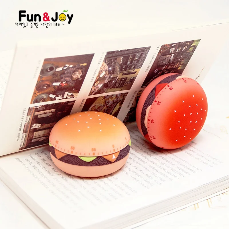 
Cooking Gadgets Cute Cartoon Hamburger Mechanical Timer Reminder Alarm Clock 60 minutes Kitchen Count Down Timer 