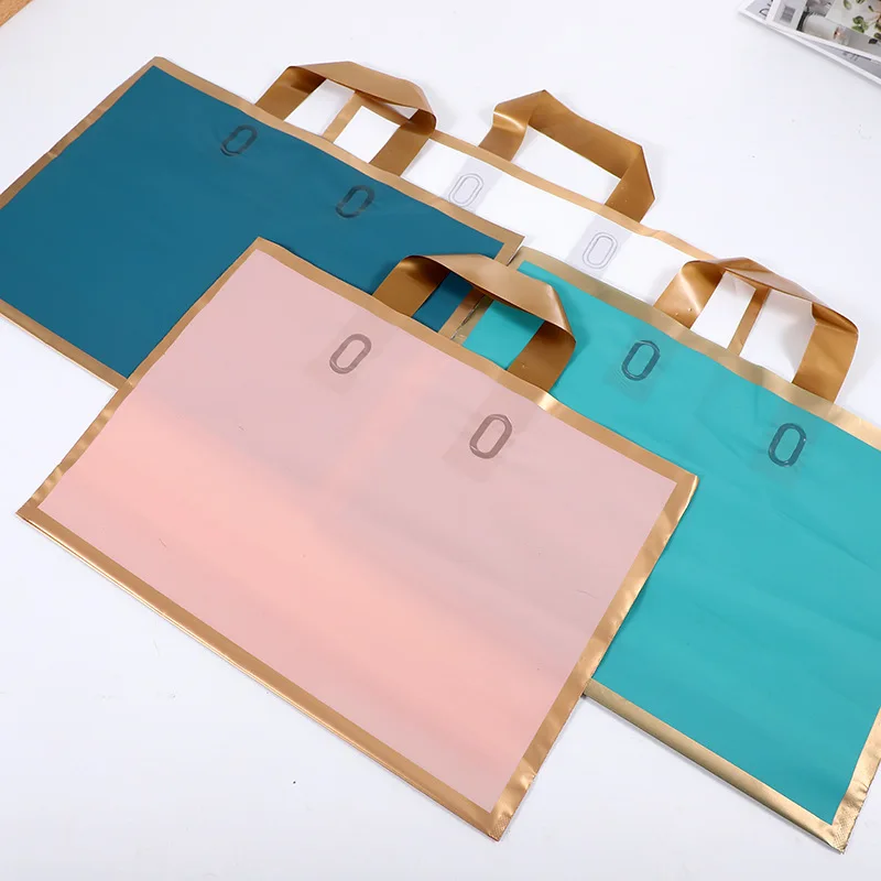 EVA frosted  plastic soft loop shopping carry poly gift promotion retailer tote bags for garments grocery beauty shop