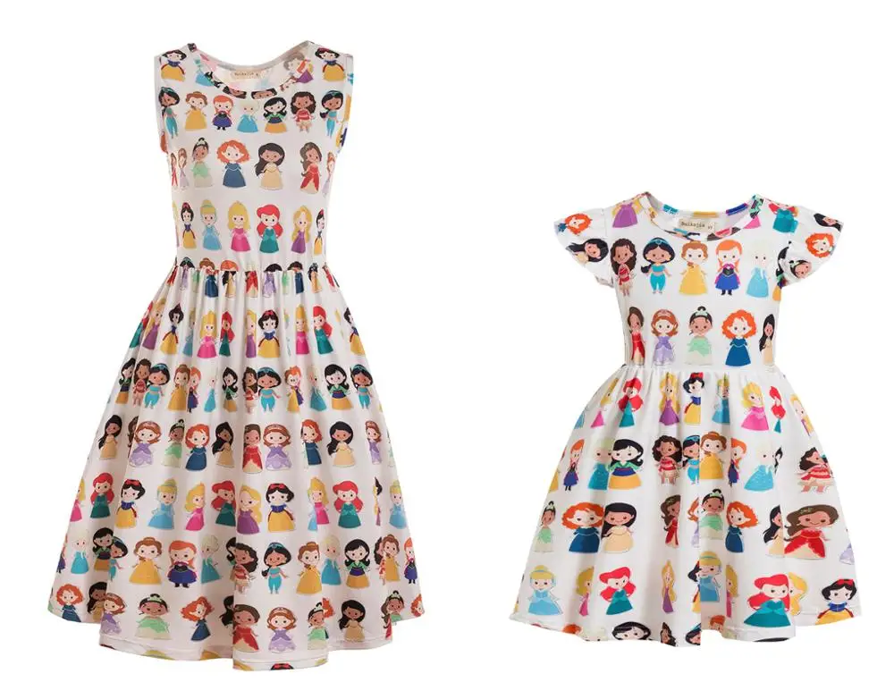 
Beach Wear Mommy and Me Clothing Princess Dress kids casual dress black floral printed baby clothes mommy and me outfits summer 