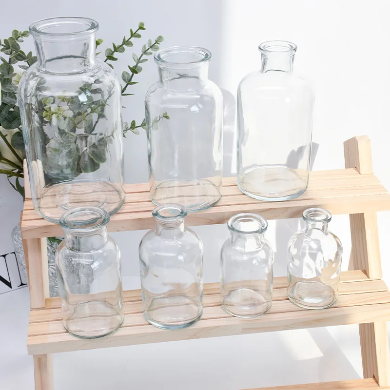 Transparent Wide Mouth Reagent Laboratory Wood Stopper Glassware Seal Chemical Reagent Dispenser Bottle