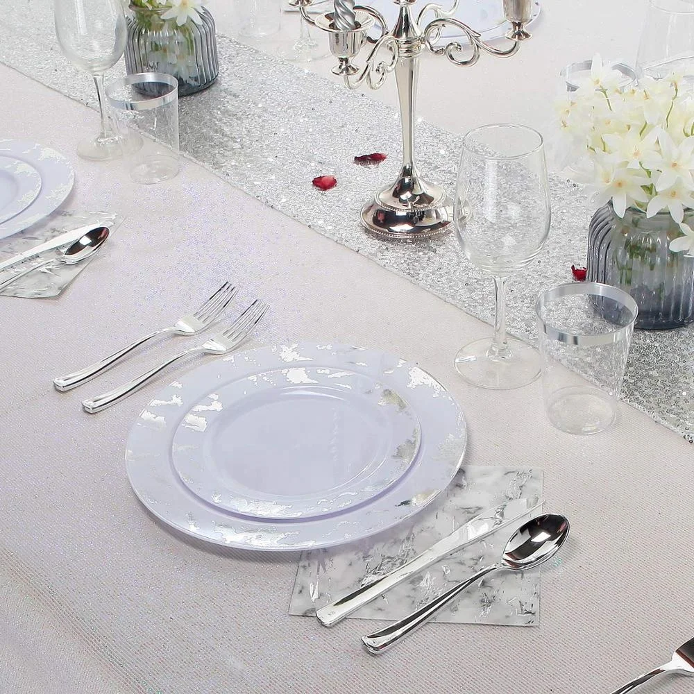 175pcs Best Price Holiday Clear Disposable Plastic Dinnerware sets