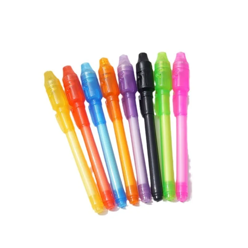 School Stationery Plastic LED Fluorescent Pen Multi functional Currency Verification Magic Pen UV Invisible Fluorescent Pen