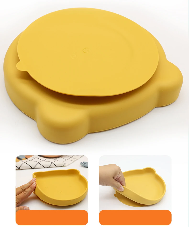 Baby feeding supplies bpa free spill proof kids dining tableware suction plate bowl bib spoon baby silicone feeding set
