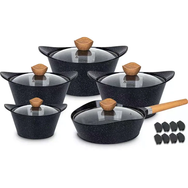 High quality 10 piece cast aluminum ceramic non-stick cookware sets kitchen soup pot  fry pan