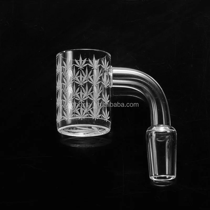 
Own-brand logo Welcome Flat top Clear frosted quartz Banger 14mm male pattern design Engraved Banger quartz Smoking nail set 