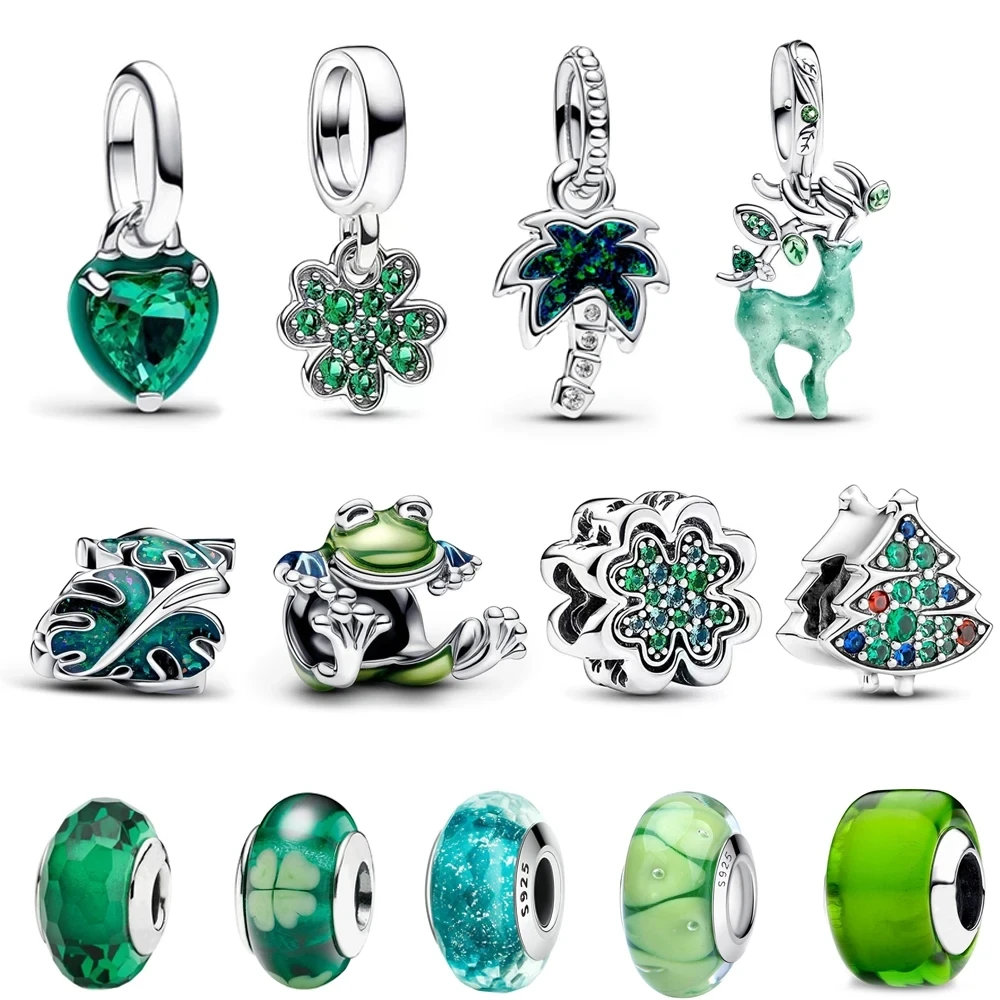 Новое поступление 925 стерлингового серебра зеленые листья монстера вьющиеся лягушки подвеска Очаровательное ожерелье Изысканные Подарки браслет