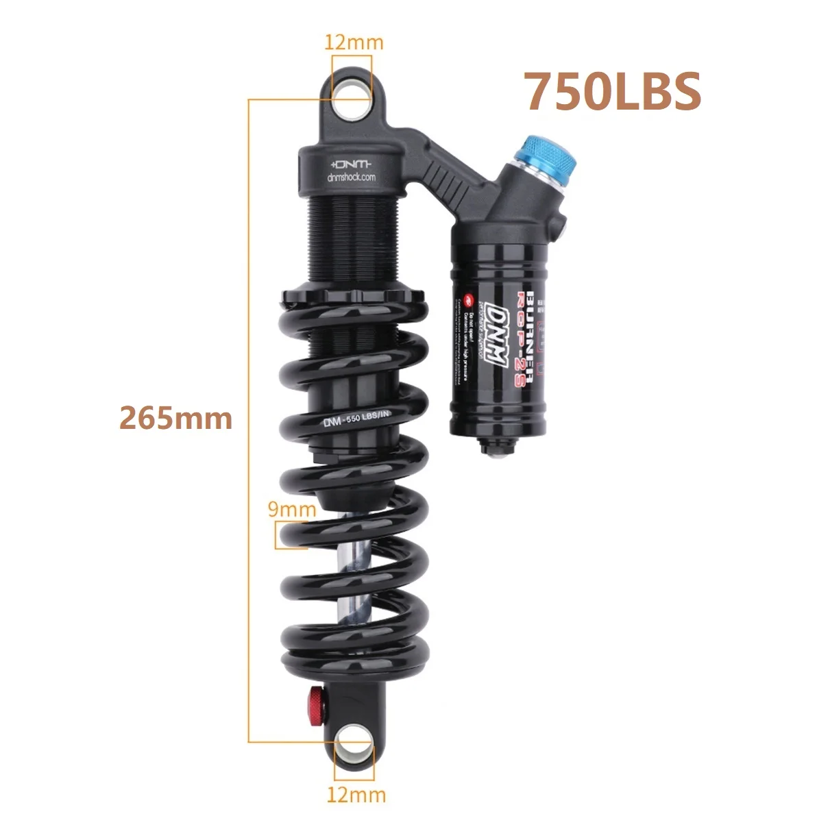 RisunMotor Ebike Rear Shock DNM RCP-2S Downhill Mountain eBike Air Rear Shock 190mm 200mm 210mm 220mm 240mm 265mm shock absorber