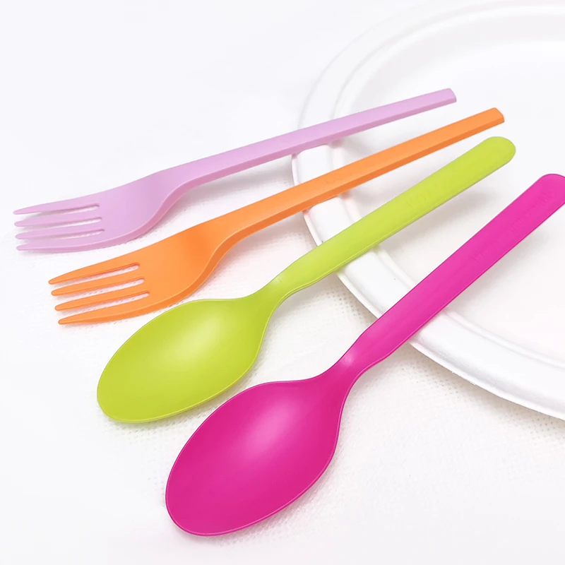 Wholesale Plastic Cutlery Sets Fork Disposable Compostable PLA plastic forks spoons and knives