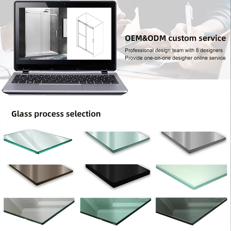 CKB 5 Years Warranty Bathroom Chrome Brushed Nickel Stainless Steel Sliding Frameless Shower Room