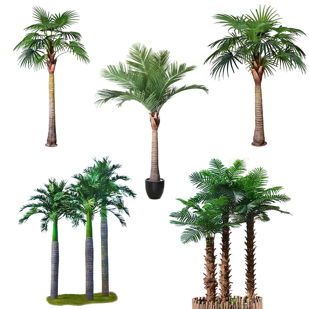 Wholesale price Factory directly high simulation outdoor artificial palm tree date palm plastic coconut tree artificial trees