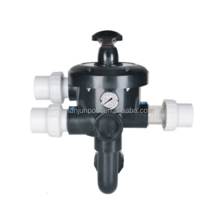 Customized Black Multiport Valve Sand Filter Control Valve Silica Self Cleaning Polyester Fiber Pool Sand Filter For Swimming