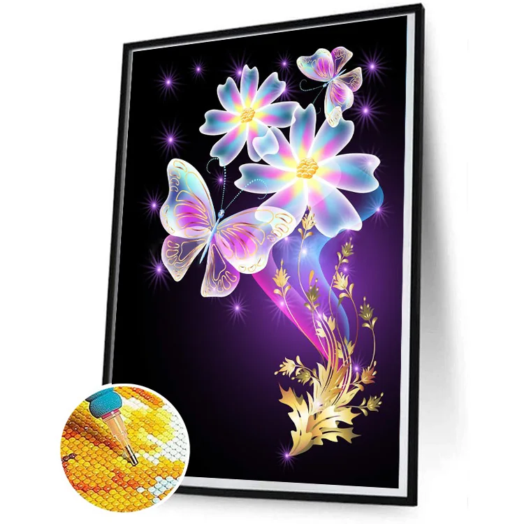 DIY 5D Diamond Painting Kit Painted Butterfly Painting Round Full Diamond Adult Handmade Art Home Wall Decoration