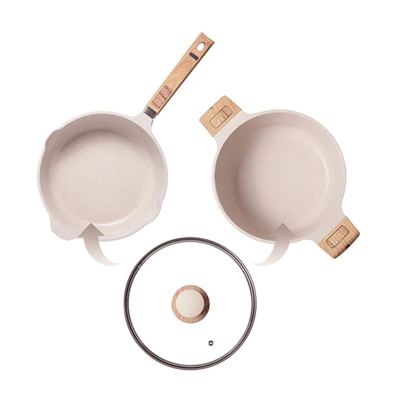 Kichen Ware Sets Cooking Pressed Cookware and Bakeware Sets with Marble Coating Nonstick