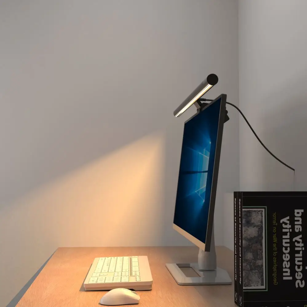 Современный светодиодный дисплей монитор световой бар USB питание круглая Настольная компьютерная лампа с сенсорным управлением для использования в комнате DIY стиль