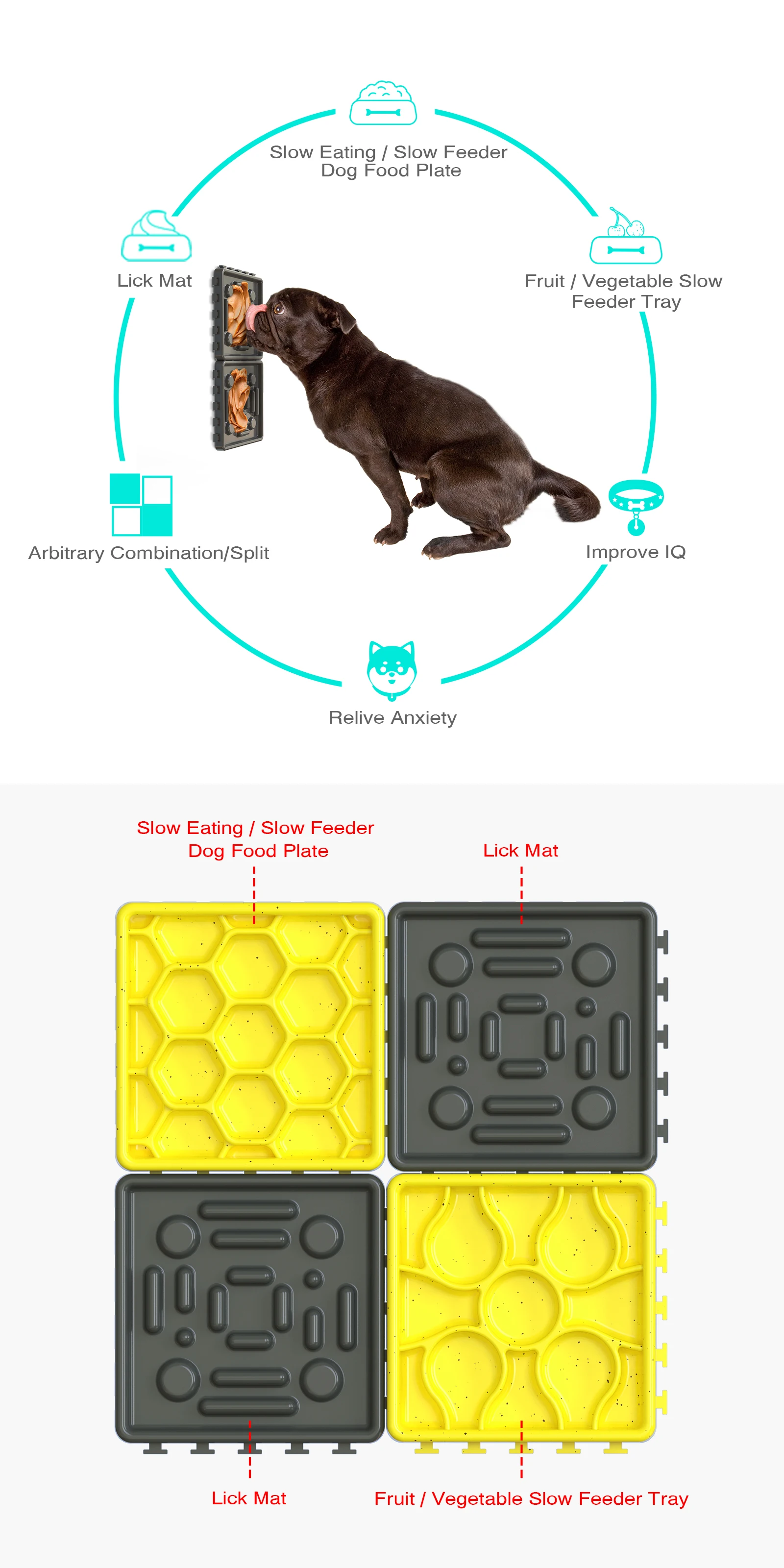Multifunctional Detachable Licking Tray With Fixed Suction Cup Pet Ball Treat Dispenser