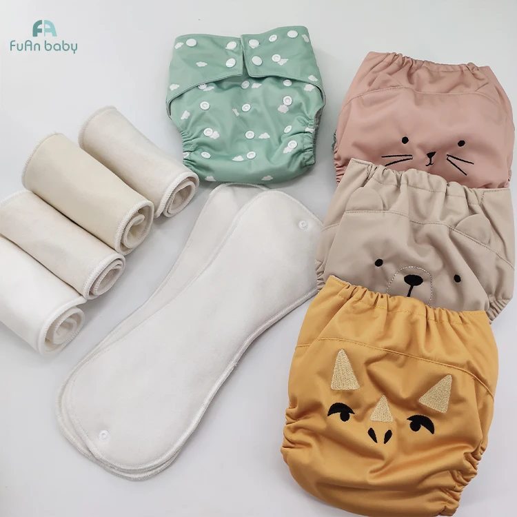 Best baby new born reusable washable organic cotton bamboo fiber snaps cloth diapers nappy with inserts reusable nappies