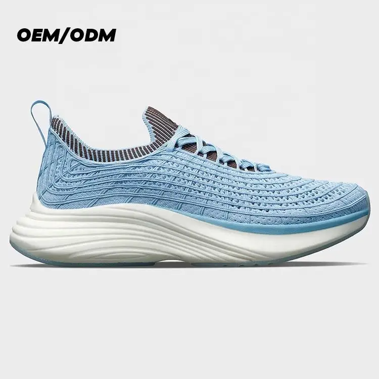 breathable fly woven high quality men fashion customize men running athletic shoes white sport