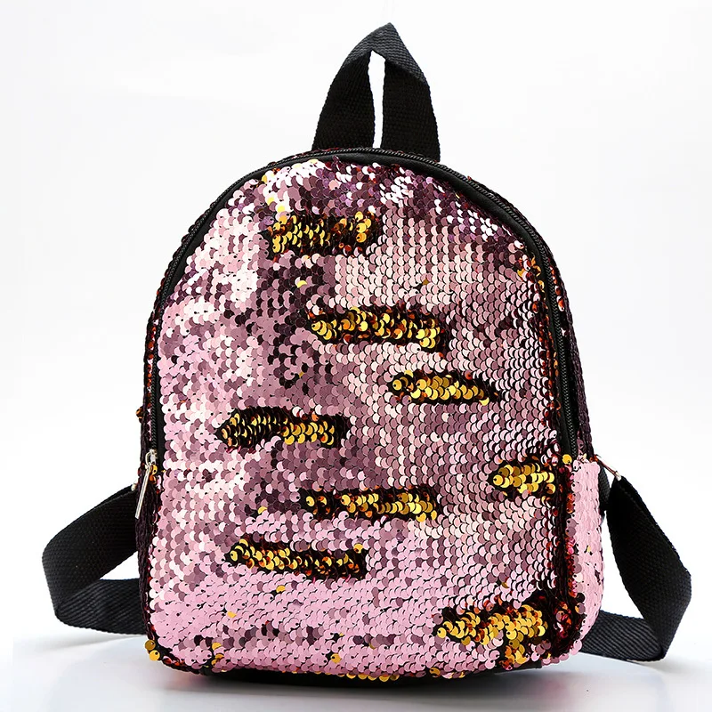 
Designer Glitter Sequin Backpack Student Custom School Bag Mini Travel bag for girls 