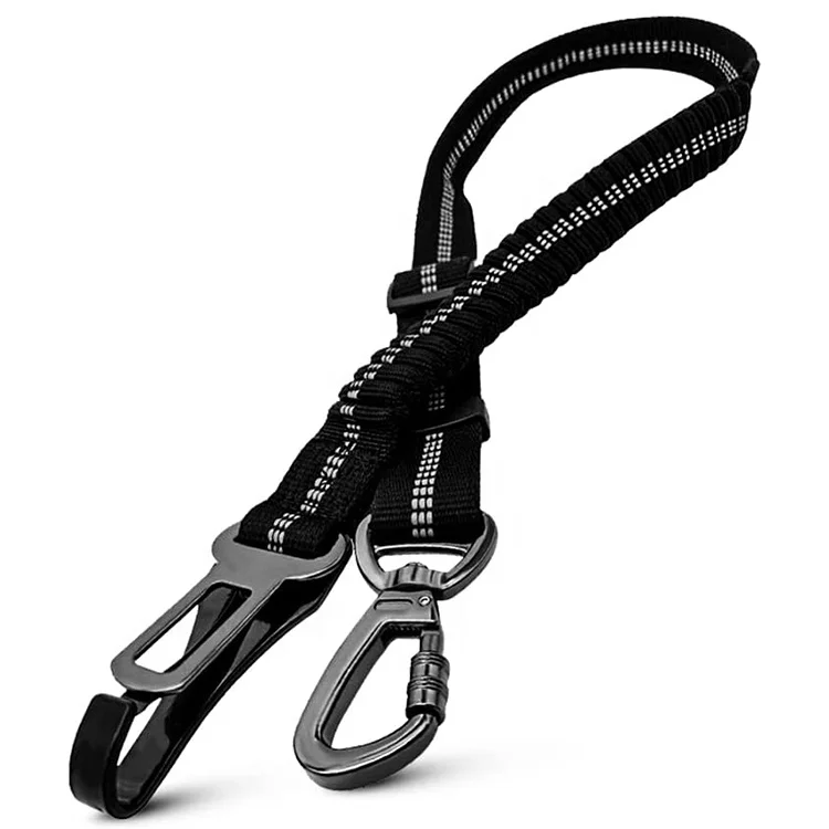 Adjustable Pet Car Harness Dogs Cat Durable Reflective Pet Vehicle Safety Belt with Elastic Nylon Buffer Travel Dog Seat Belt