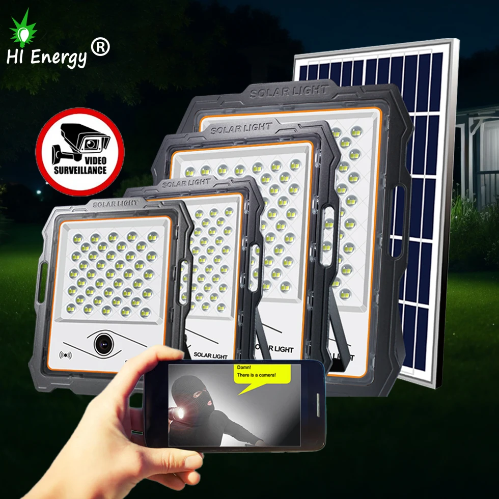 Солнечный сад светодиодный прожектор с камерой мобильное приложение контроля безопасности камера видео наблюдения, ip-камера с 100W 200W 300W 400W MJ-DW902