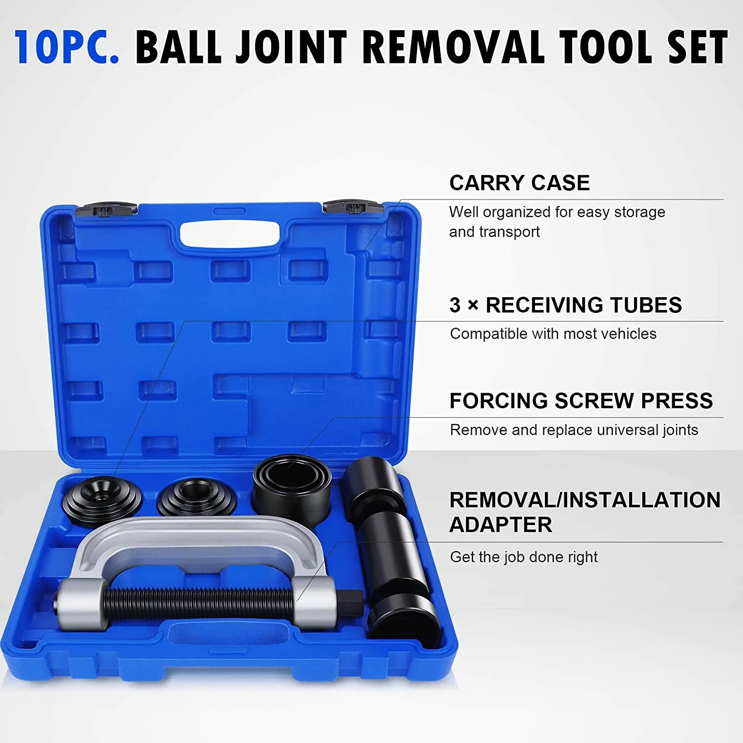 10 Pcs Heavy Duty Master Automotive and Truck Inner Extractor Press and U Joint Tool Installer Kit Ball Joint Remover