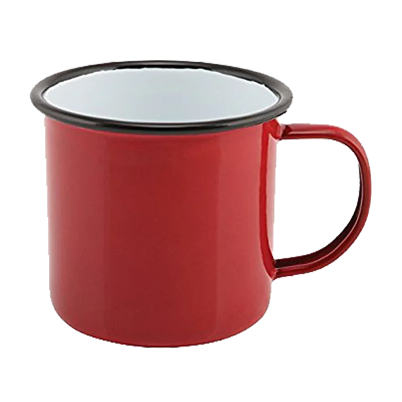 Enamel Mug- Outdoor Camping Mugs - Ideal For Early Morning Coffee Or Cold Beverages- Coffee Mug- 16 Oz (Red)