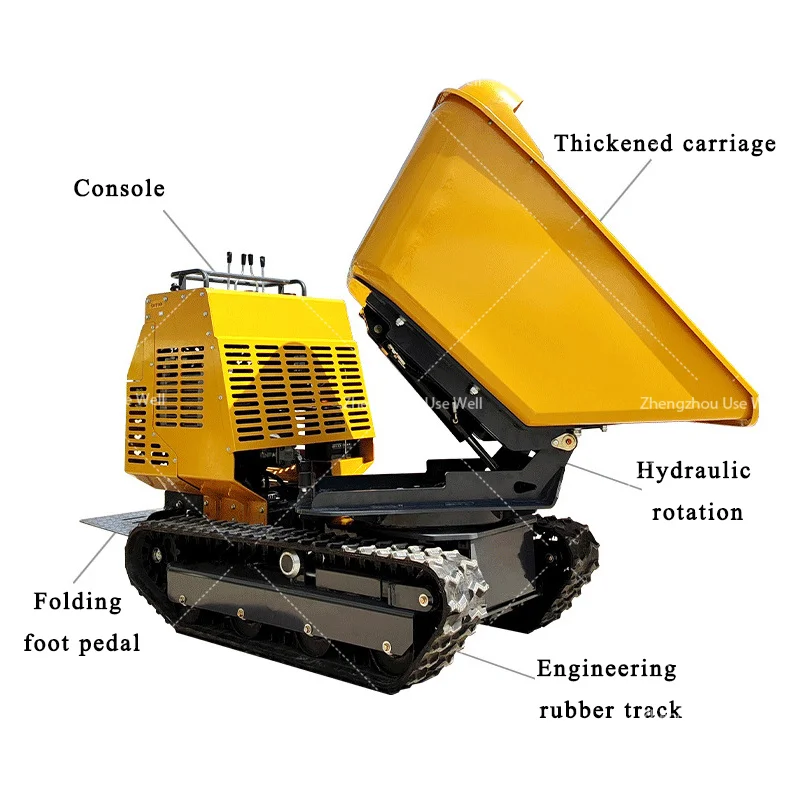 Portable Gasoline Hydraulic Mini Dumper Self Loading Dump Truck Mini Dumper Crawler Dump Truck for Sale
