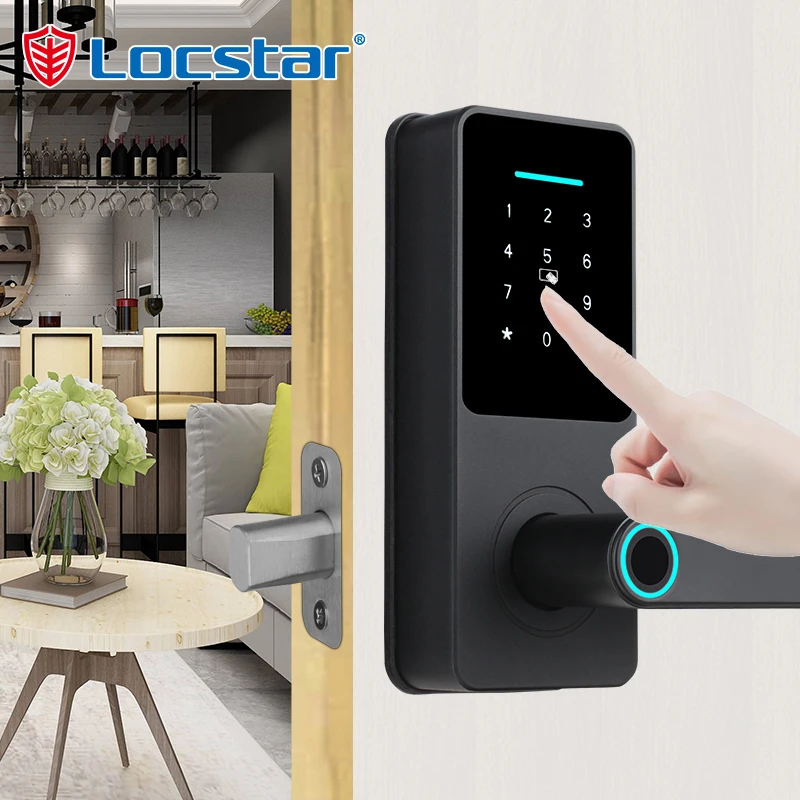 Locstar New Hardware Key Fingerprint Ble Ttlock Cylinder Factory Mortise Bedroom Wifi Sliding Door Smart Lock For Lock