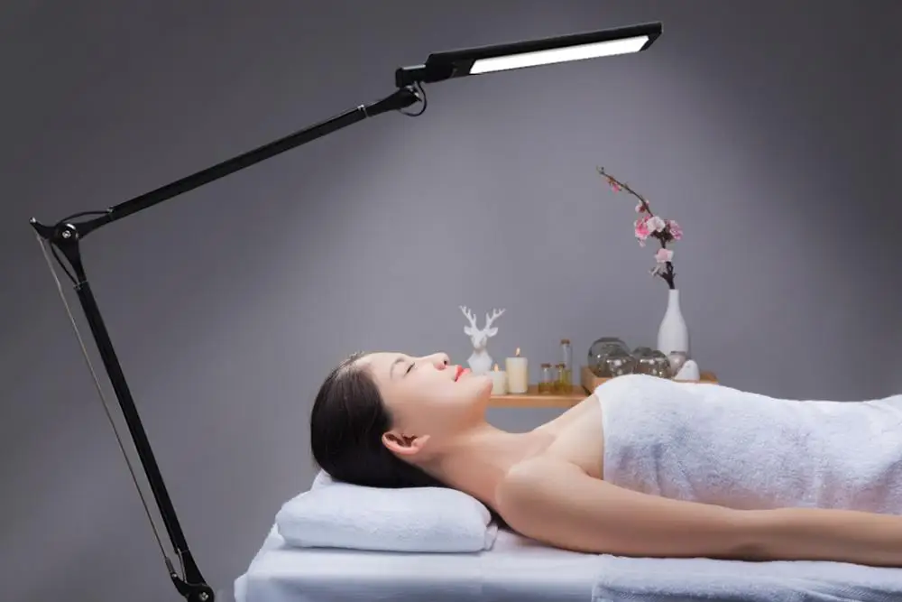 Настольная лампа из алюминиевого материала с регулируемым поворотным рычагом архитектурный светодиодный светильник клипсой для офиса салона красоты и ухода