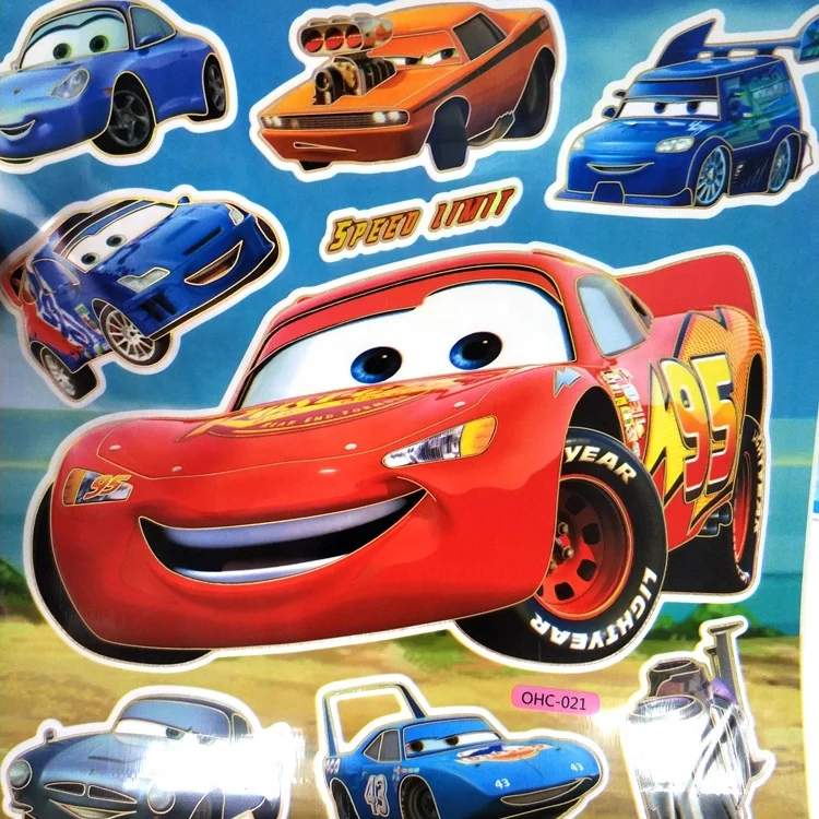 Custom Printing Adhesive Waterproof PVC Vinyl Cartoon Car Stickers for Kids Toy