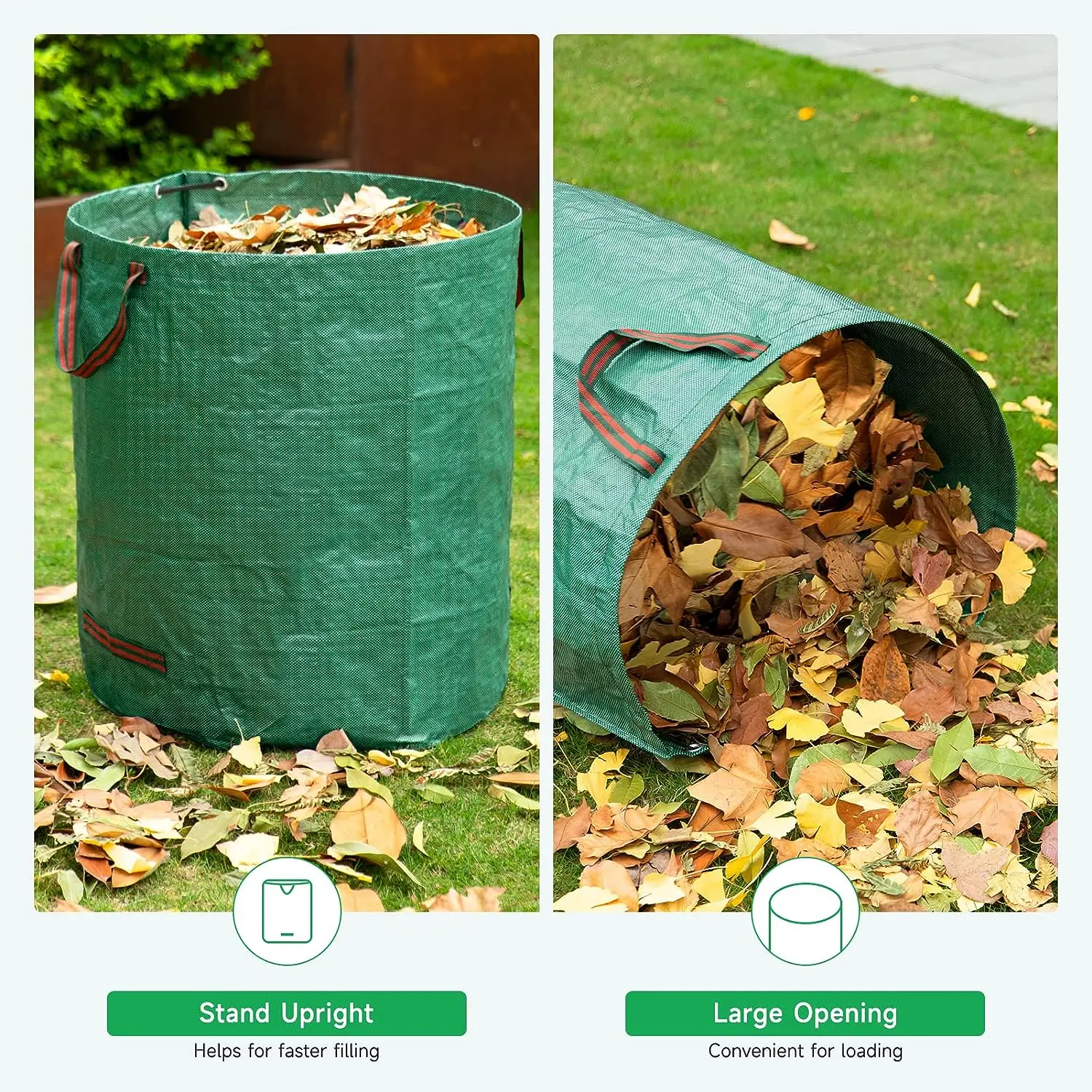 Dandelion Reusable Garden Waste Bags With 4 Handles,Lawn Pool Garden Heavy Duty Waste Bag For Loading Leaf,Trash,Yard Waste Bags