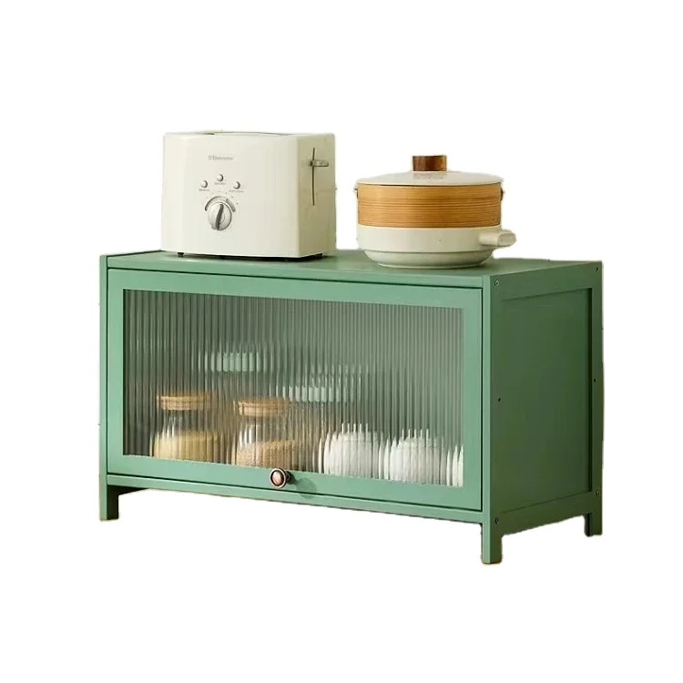 Factory Direct Bamboo Kitchen Floor Cabinets for Tableware Wine Food Rice Cooker Microwave Oven Wooden Storage Shelf
