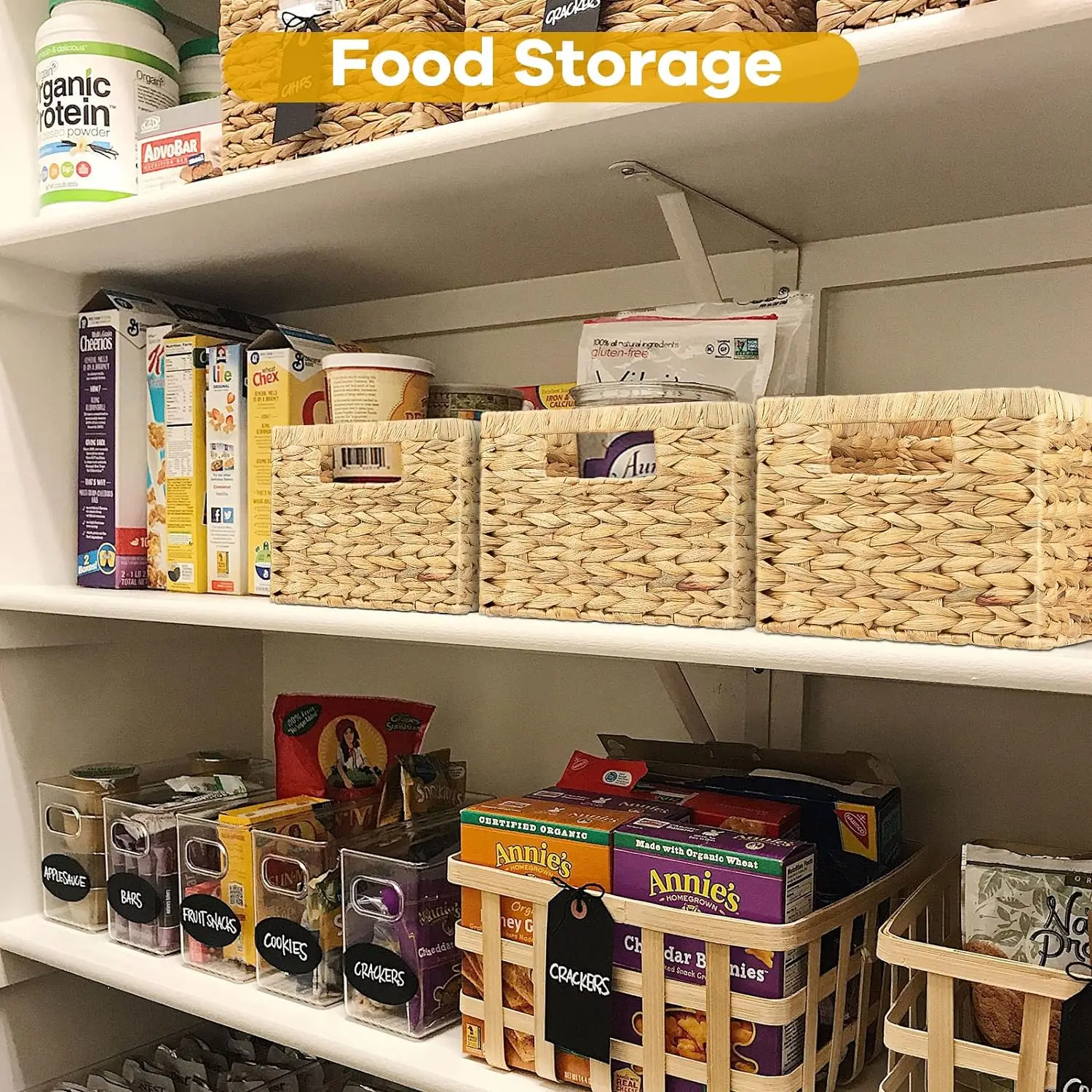 Wholesale Natural Color Home Storage Wicker Storage Baskets High Quality Rectangular Wicker Bins Water Hyacinth Storage Basket