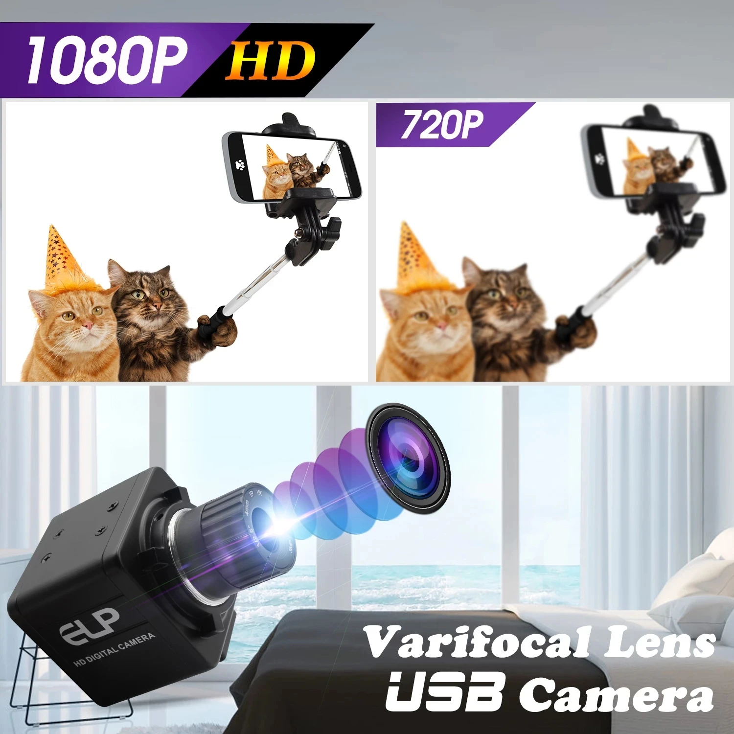 ELP Camera 1080P Full  HD Mini CCTV Security USB Cameras MJPEG 30/60/100fps CMOS USB Webcam With CS 4/6/8mm Lens for PC Laptop