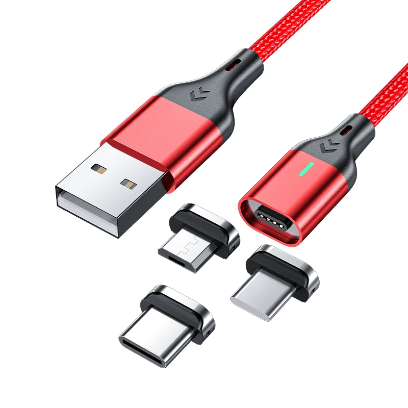 On Stock high quality usb 3 in 1 charger cable magnetic phone charging cord data line 3A quick charging cable magnet type
