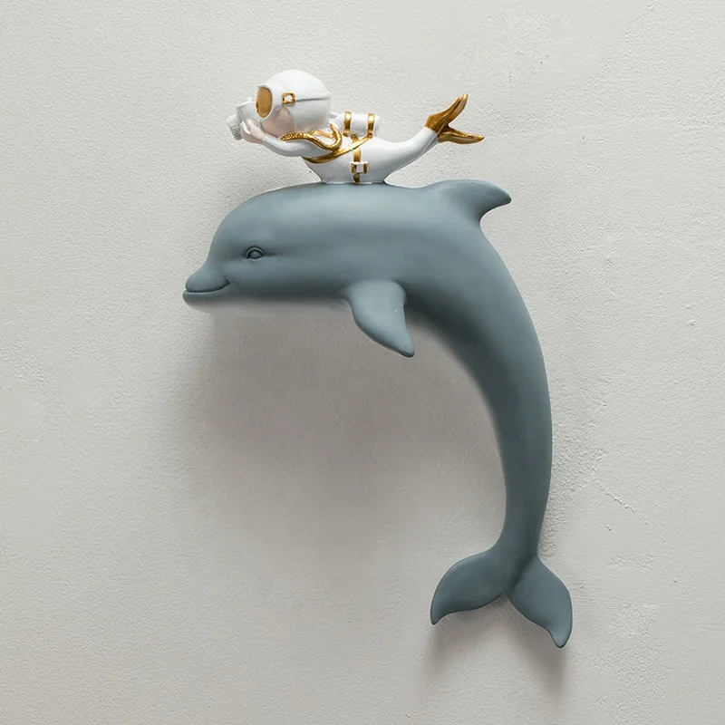 Cartoon Marine life resin sculptures wall decoration for livingroom Children room